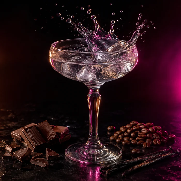 Chocolate Espresso Martini flavor illustration with coffee and chocolate