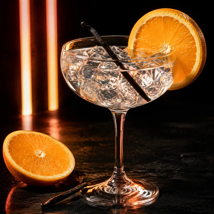 Orange Dreamsicle flavor illustration with orange and vanilla